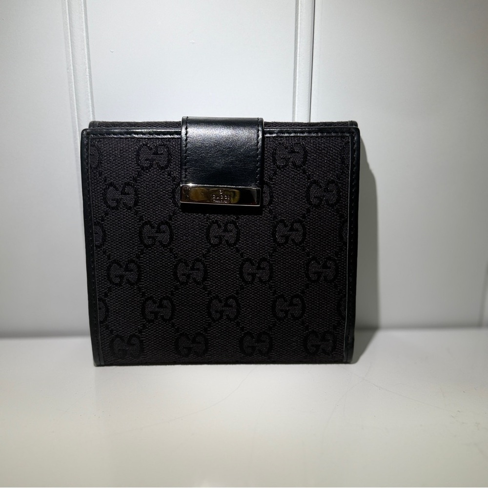 Gucci Black GG Canvas Bi-Fold Wallet
